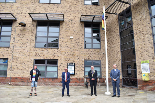 The Rainbow Flag was raised outside the Guildhall this morning (03 June).
